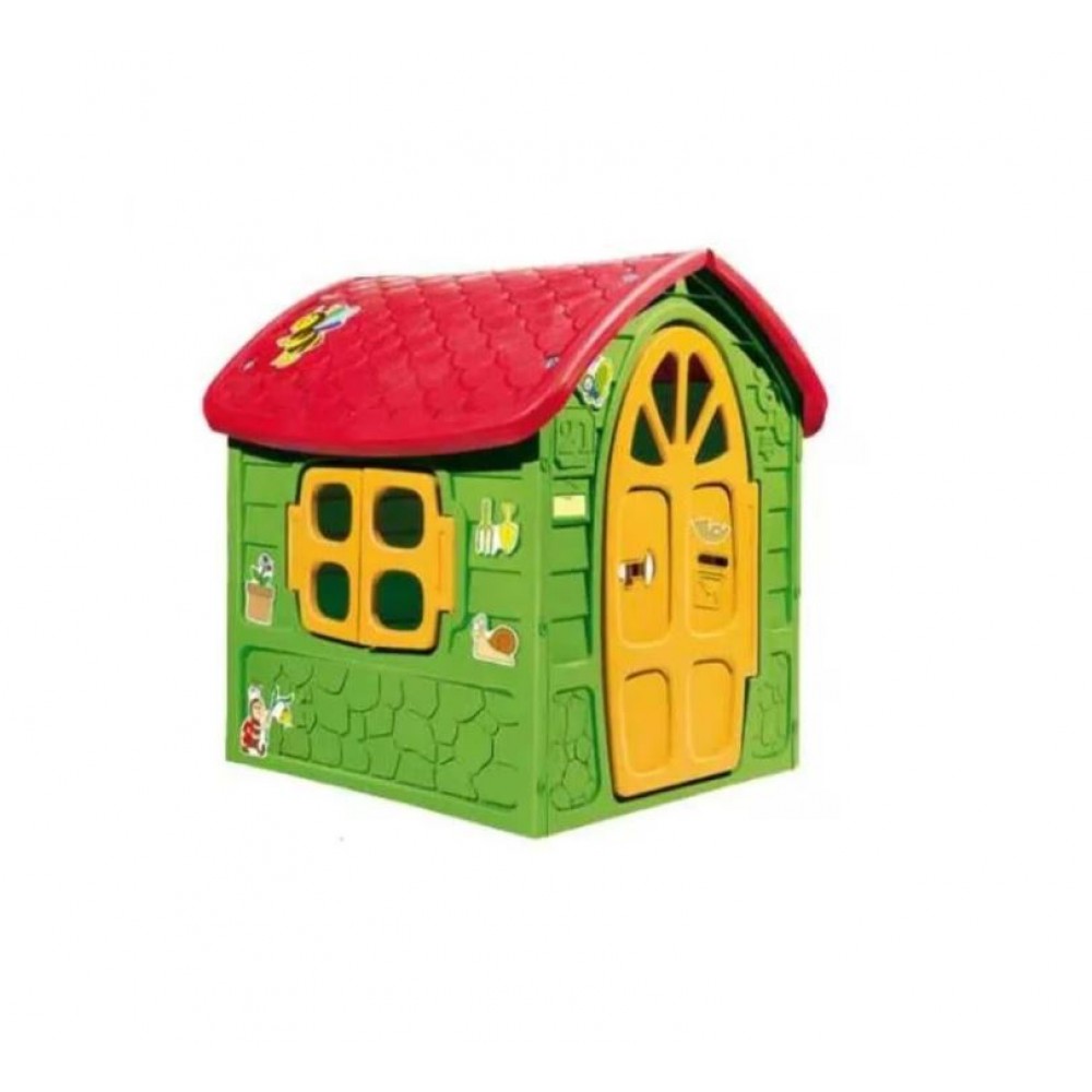 Casuta mare copii plastic Verde cu acoperis rosu 120x111x113cm, LOJ-03