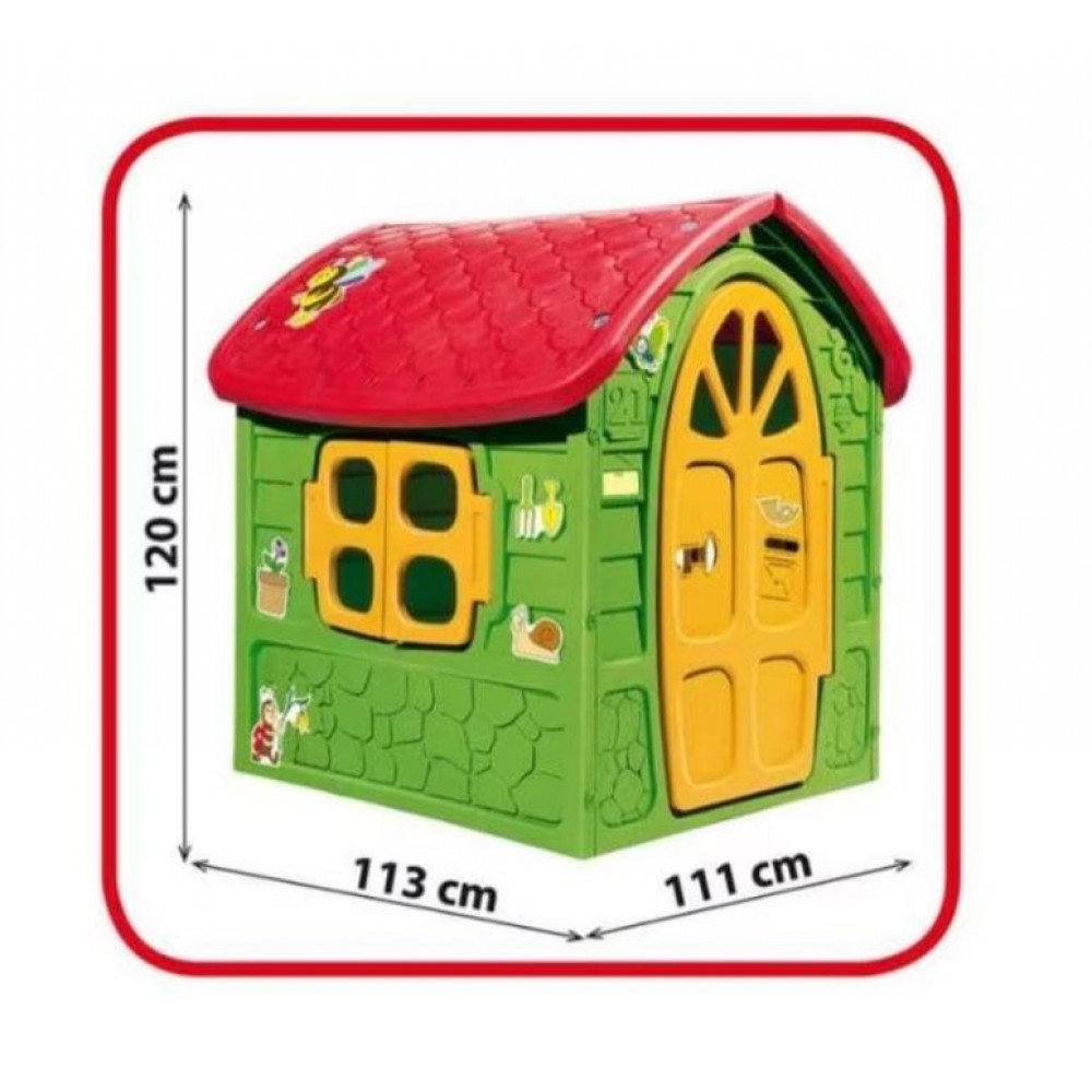 Casuta mare copii plastic Verde cu acoperis rosu 120x111x113cm, LOJ-03