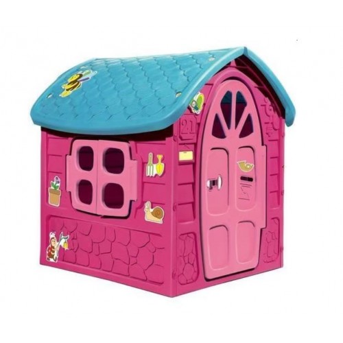 Casuta mare copii plastic roz cu turcoaz 120x111x113cm, LOJ-01