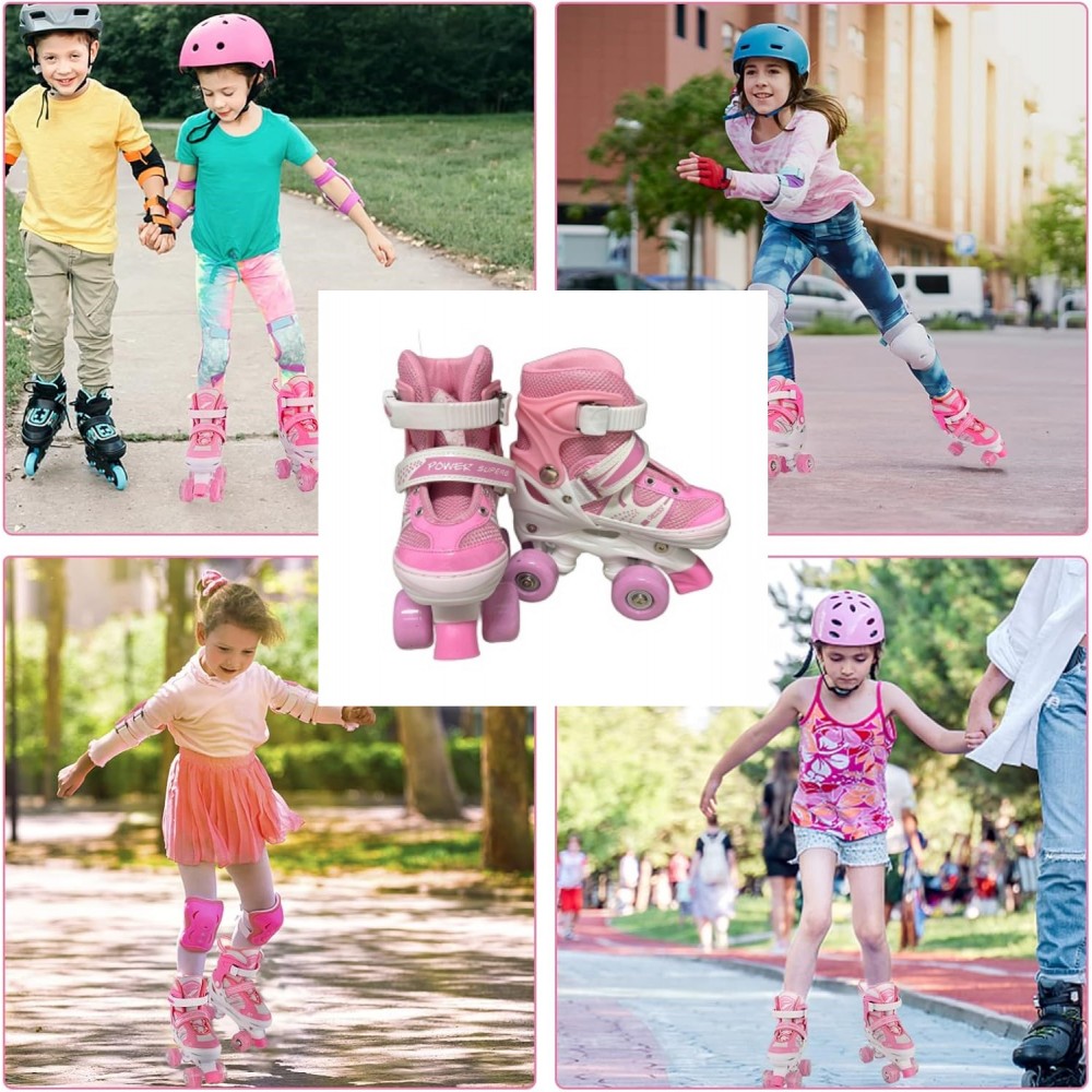 Role pentru Copii Icepatori Power S, 4 Roti Reglabile, Roz cu Frana de Siguranta 27-30, ROL-03