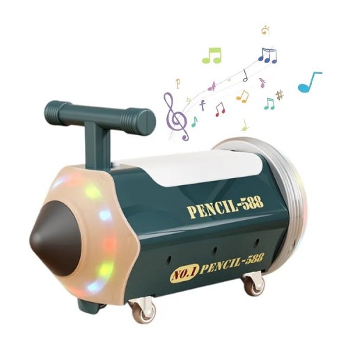 Scooter pentru copii Creion Glisor pe patru roti 1-3 ani, fara pedale, Muzical si lumina, ALBASTRU, SCT-03