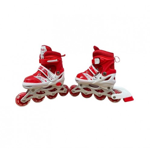 Role si patine cu rotile copii, roti silicon cu lumini, masuri reglabile L 35-38, Rosu, ROL-010