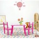 Set masuta lemn cu 2 scaune, 59x39x40 cm, Fluturasi roz, ML-01