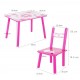 Set masuta lemn cu 2 scaune, 59x39x40 cm, Fluturasi roz, ML-01
