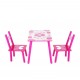 Set masuta lemn cu 2 scaune, 59x39x40 cm, Fluturasi roz, ML-01