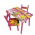 Set masuta lemn cu 2 scaune, 59x39x40 cm, Broscuta Roz, ML-02