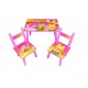 Set masuta lemn cu 2 scaune, 59x39x40 cm, Broscuta Roz, ML-02