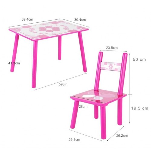 Set masuta lemn cu 2 scaune, 59x39x40 cm, Portocaliu, ML-04