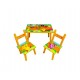 Set masuta lemn cu 2 scaune, 59x39x40 cm, Portocaliu, ML-04