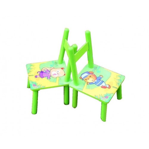 Set masuta lemn cu 2 scaune, 59x39x40 cm, Verde, ML-05