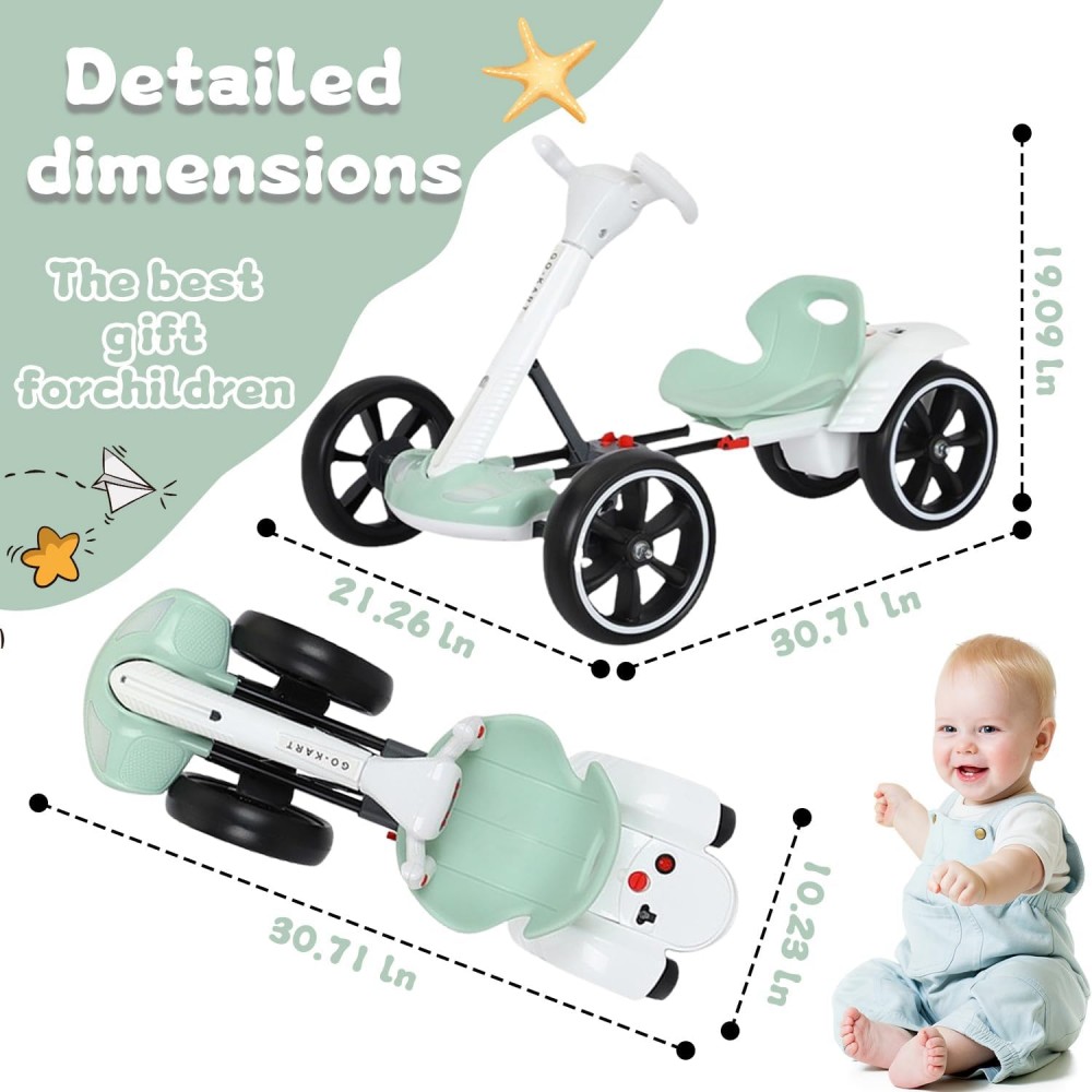 Masina Electrica Tip Kart pliabil de 6V cu scaun și volan reglabile pentru băieți și fete, muzică, roată pliabilă, lumini LED intermitente, Rosu