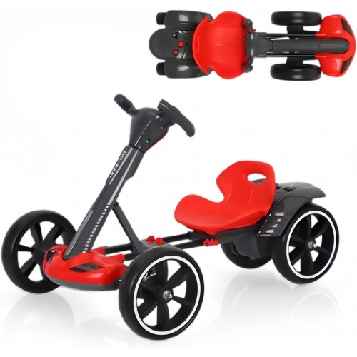 Masina Electrica Tip Kart pliabil de 6V cu scaun și volan reglabile pentru băieți și fete, muzică, roată pliabilă, lumini LED intermitente, Rosu