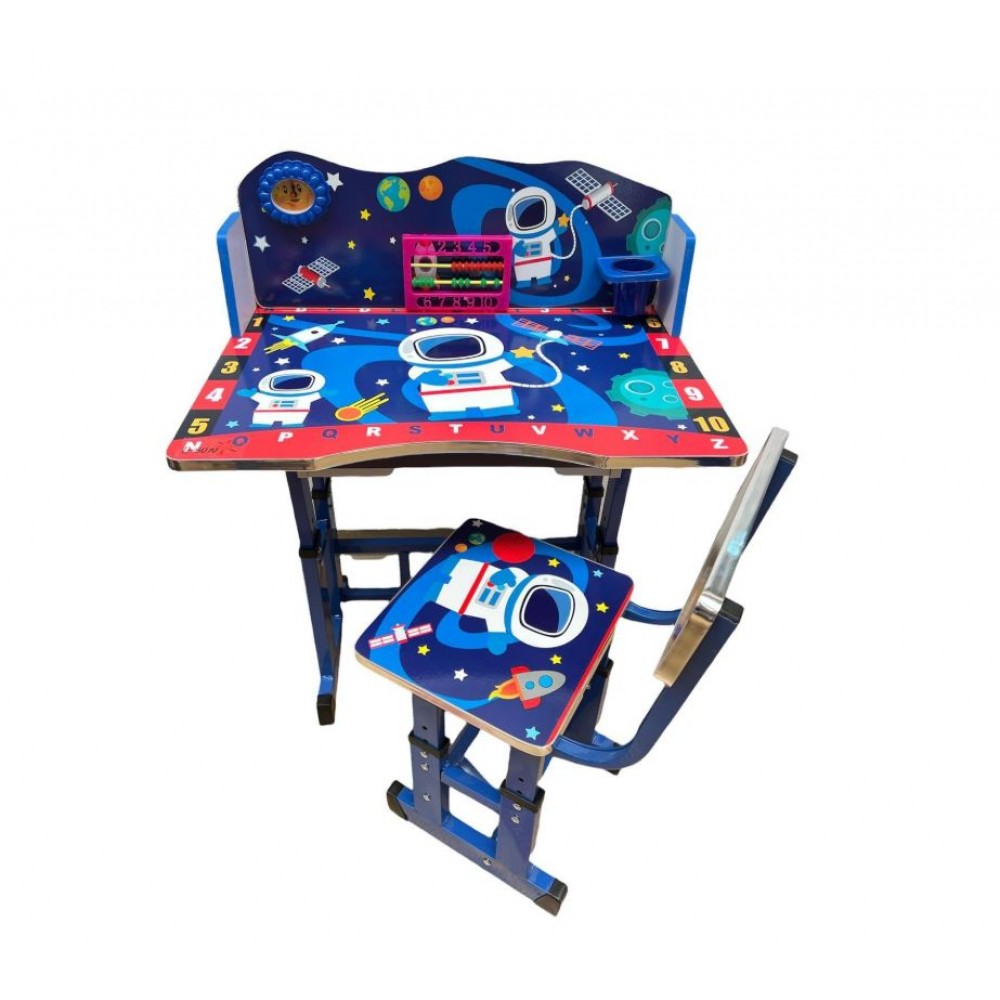 Birou pentru copii cu Scaun Reglabil si Numaratoare Astronaut, suport pentru creioane