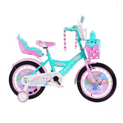 Bicicleta cu Cos Printesa ROZ intre 5 -9 ani, Scaun pentru papusi Roti ajutatoare, 20 inch, oglinda, aparatoare, frana de mana fata-spate