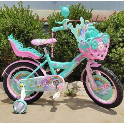 Bicicleta cu Cos Printesa ROZ intre 5 -9 ani, Scaun pentru papusi Roti ajutatoare, 20 inch, oglinda, aparatoare, frana de mana fata-spate