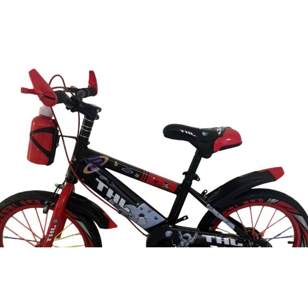 Bicicleta copii 10-14 ani cu roti ajutatoare si bidon pentru apa in suport JHT, 20 inch, Rosu
