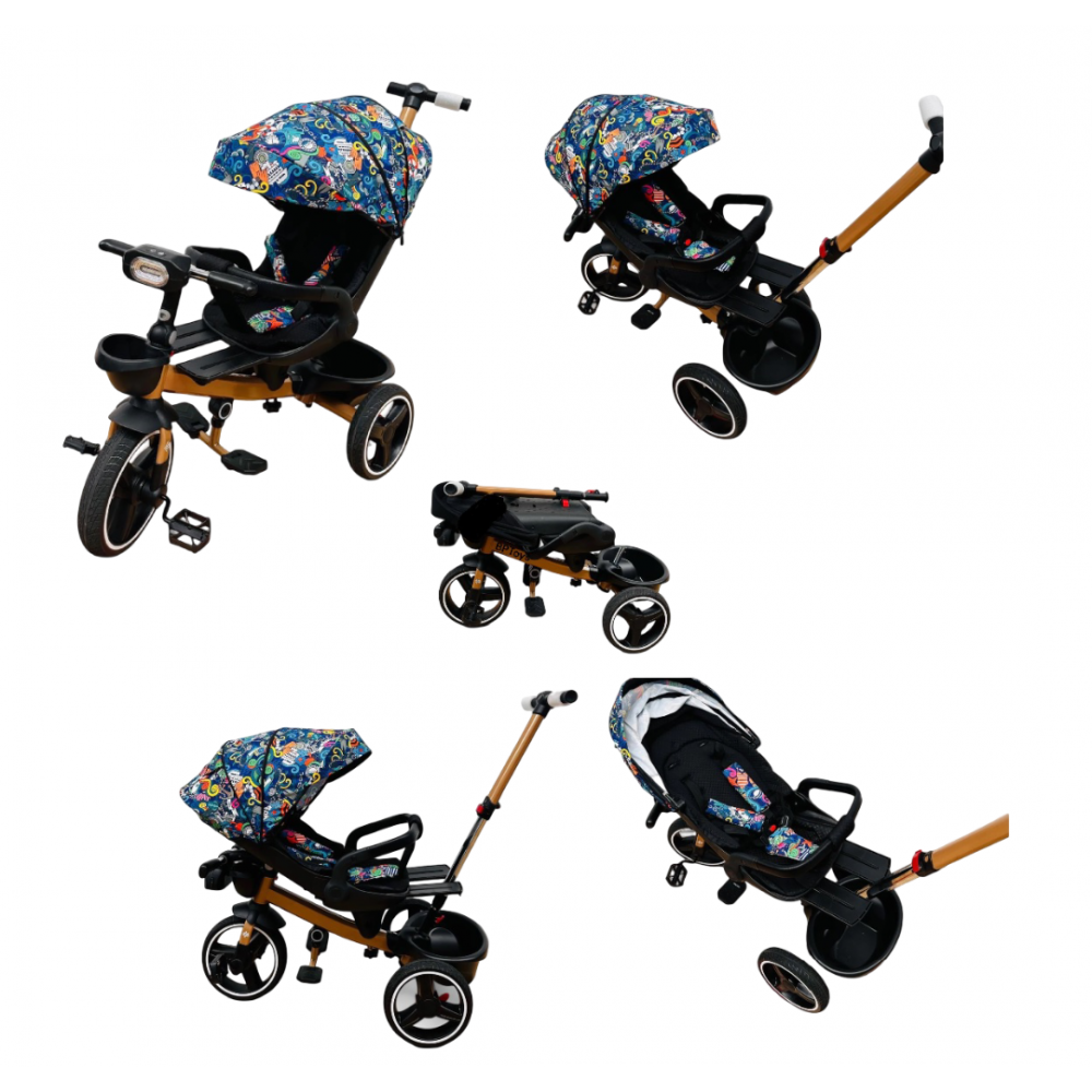 Tricicleta Copii Cu Pozitie De Somn Scaun Rotativ Sunete Si Lumini TRC-04, Color Plus TRICICLETE