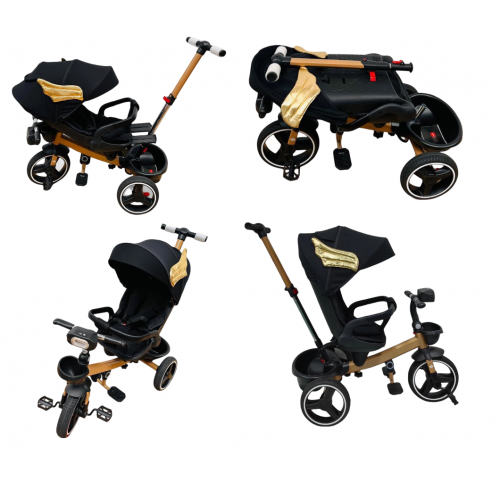 Tricicleta cu pozitie de somn, muzica si lumini , 8 luni – 4 ani, negrucuaripi,-NEGRU CU ARIPI, TRC-01