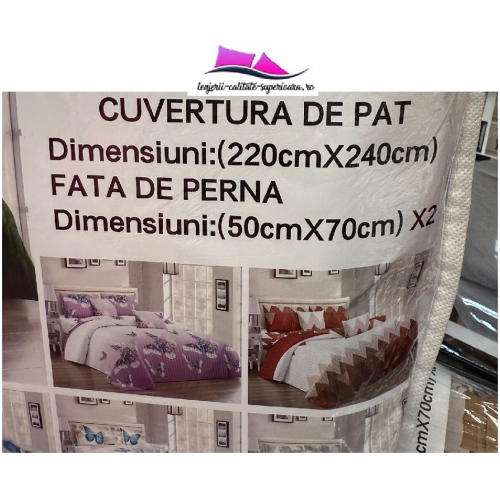 Set 3 Cuvertura dubla de lux din Bumbac Matlasata, Cuvertura de 220x240 cm, Cu 2 fete de perna 50 x70cm, CVN-33 Set 3 Cuvertura dubla de lux din Bumbac Matlasata, Cuvertura de 220x240 cm, Cu 2 fete de perna 50 x70cm, CVN-33
