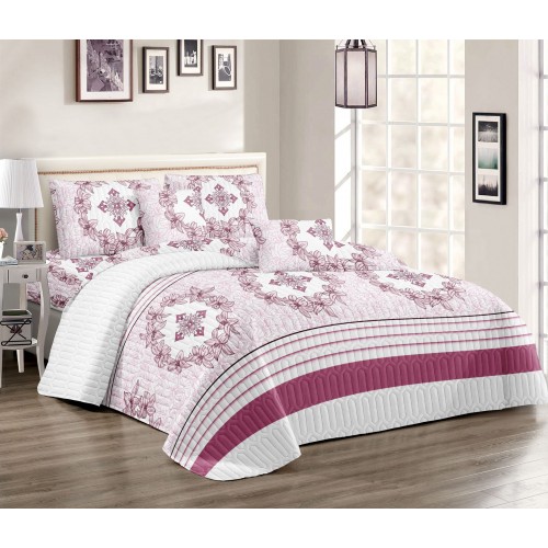 Set 3 Cuvertura dubla de lux din Bumbac Matlasata, Cuvertura de 220x240 cm, Cu 2 fete de perna 50 x70cm, CVN-21