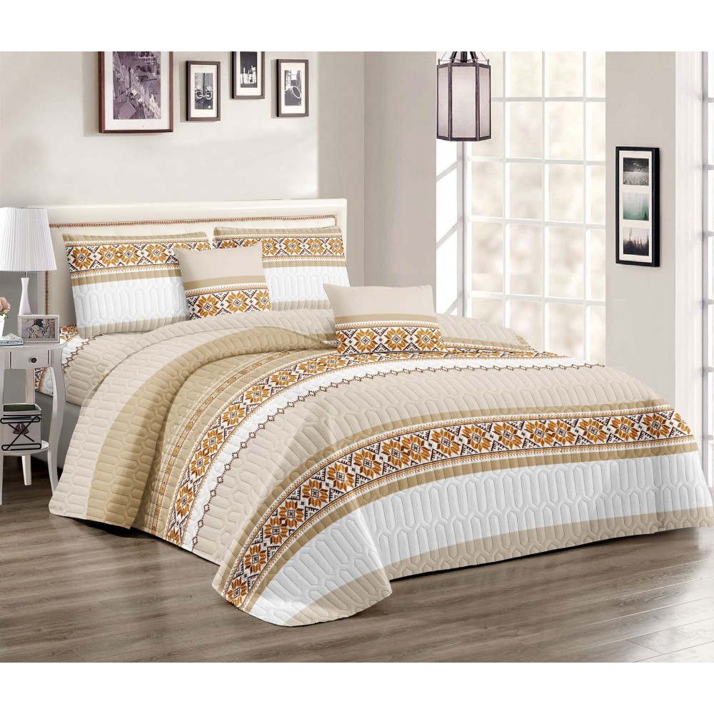 Set 3 Cuvertura dubla de lux din Bumbac Matlasata, Cuvertura de 220x240 cm, Cu 2 fete de perna 50 x70cm, CVN-22