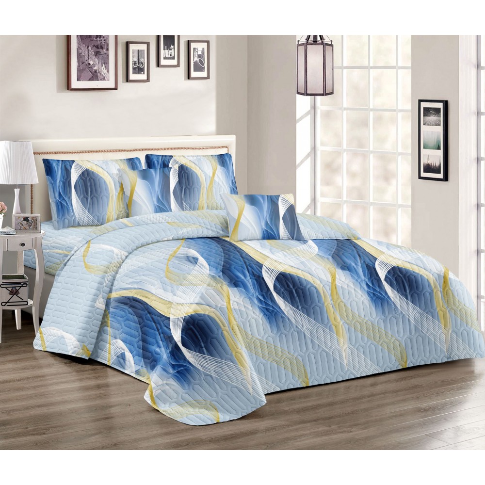 Set 3 Cuvertura dubla de lux din Bumbac Matlasata, Cuvertura de 220x240 cm, Cu 2 fete de perna 50 x70cm, CVN-23