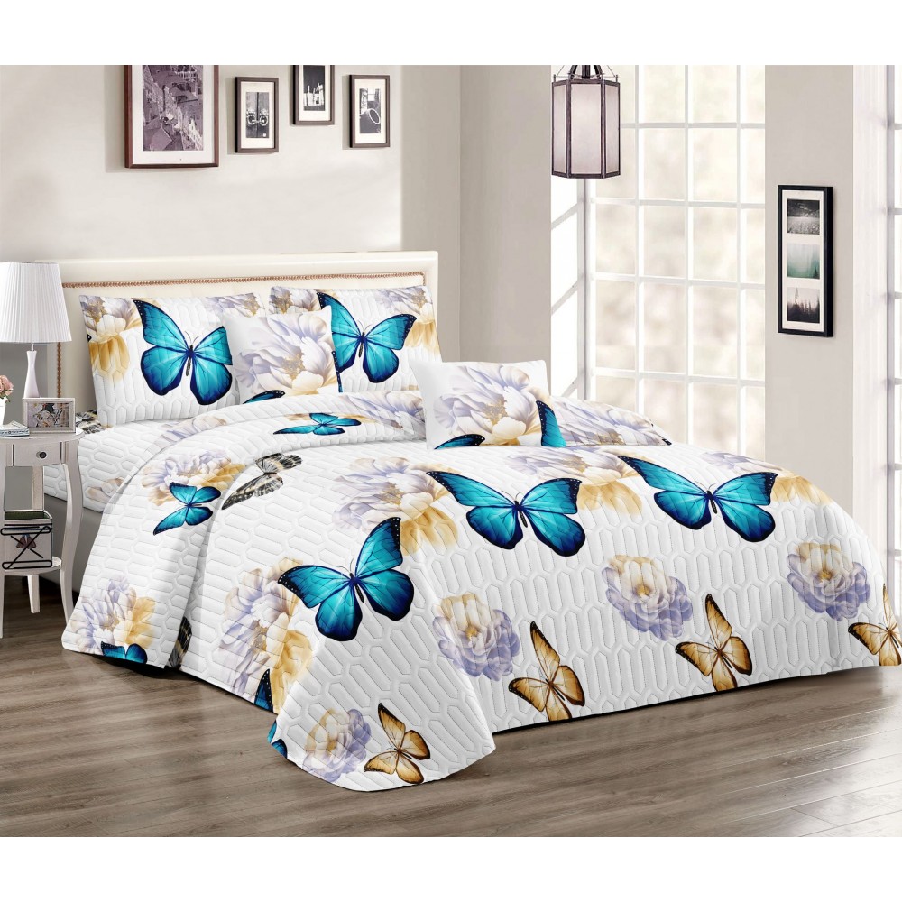 Set 3 Cuvertura dubla de lux din Bumbac Matlasata, Cuvertura de 220x240 cm, Cu 2 fete de perna 50 x70cm, CVN-33
