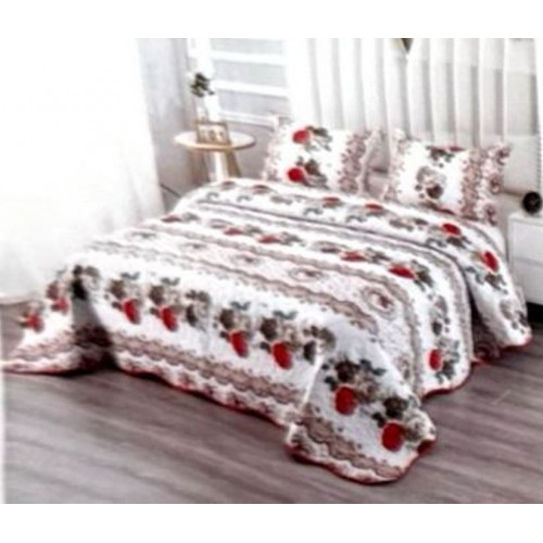 Cuvertura pentru pat dublu 3 piese din Bumbac Satinat 220x240 cm si 2 feţe de pernă, CVT-01