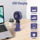 Ventilator portabil, 3 in 1, De Mana, De Birou, De Gat, 5 viteze, afisaj LED, Pliabil, incarcare USB, violet