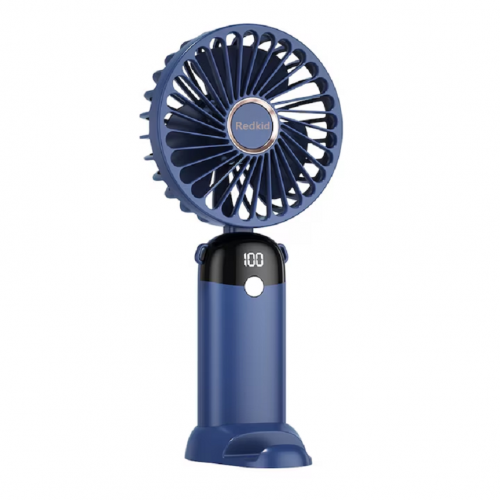 Ventilator portabil, 3 in 1, De Mana, De Birou, De Gat, 5 viteze, afisaj LED, Pliabil, incarcare USB, Albastru