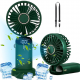 Ventilator portabil, 3 in 1, De Mana, De Birou, De Gat, 5 viteze, afisaj LED, Pliabil, incarcare USB, VERDE