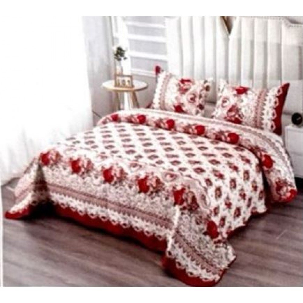 Cuvertura pentru pat dublu 3 piese din Bumbac Satinat 220x240 cm si 2 feţe de pernă, CVT-02