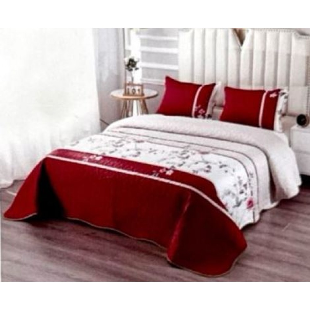 Cuvertura pentru pat dublu 3 piese din Bumbac Satinat 220x240 cm si 2 feţe de pernă, CVT-04