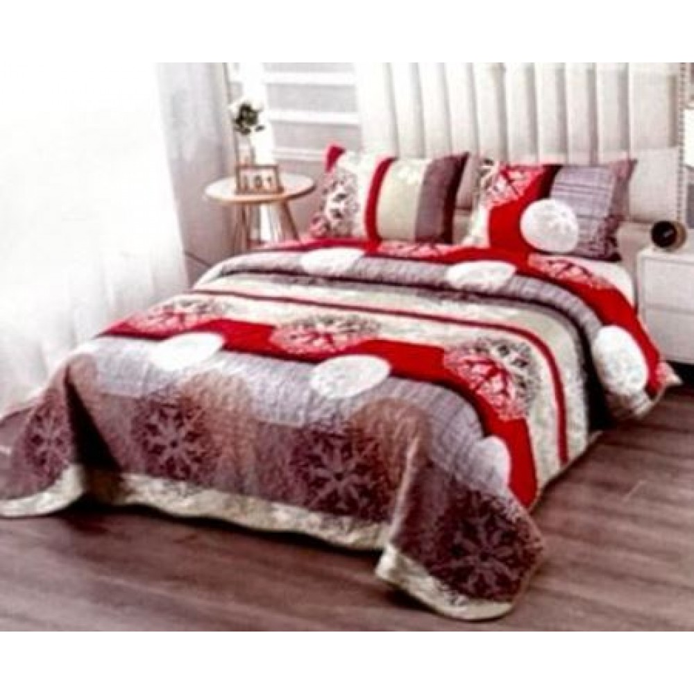 Cuvertura pentru pat dublu 3 piese din Bumbac Satinat 220x240 cm si 2 feţe de pernă, CVT-05