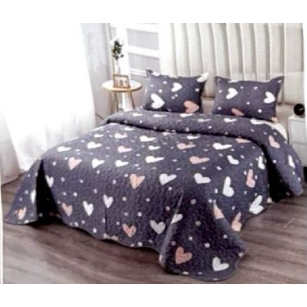 Cuvertura pentru pat dublu 3 piese din Bumbac Satinat 220x240 cm si 2 feţe de pernă, CVT-07