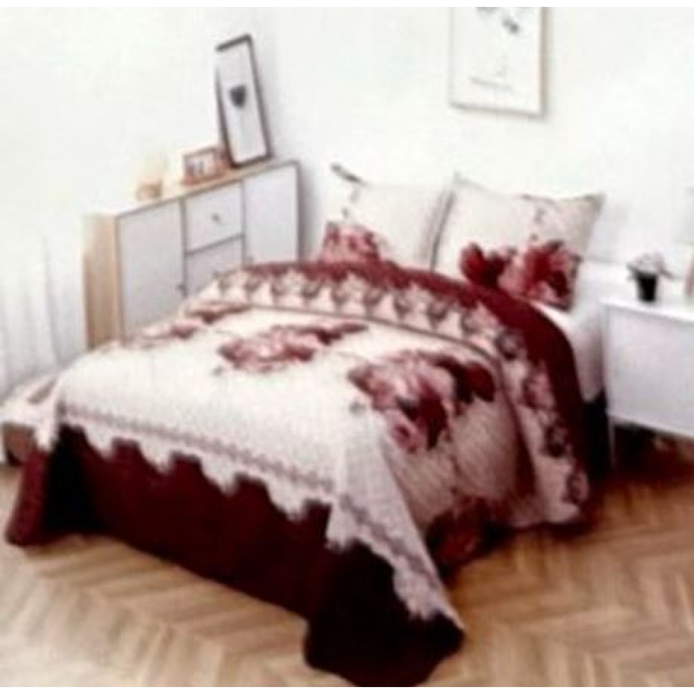 Cuvertura pentru pat dublu 3 piese din Bumbac Satinat 220x240 cm si 2 feţe de pernă, CVT-21
