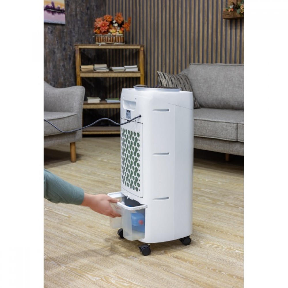 Ventilator cu racitor si purificator de aer mobil ZILAN, Racire/Umidificare/Purificare, Telecomanda, Temporizator 1-12 ore Rezervor apa 7 l, Portabil, Alb
