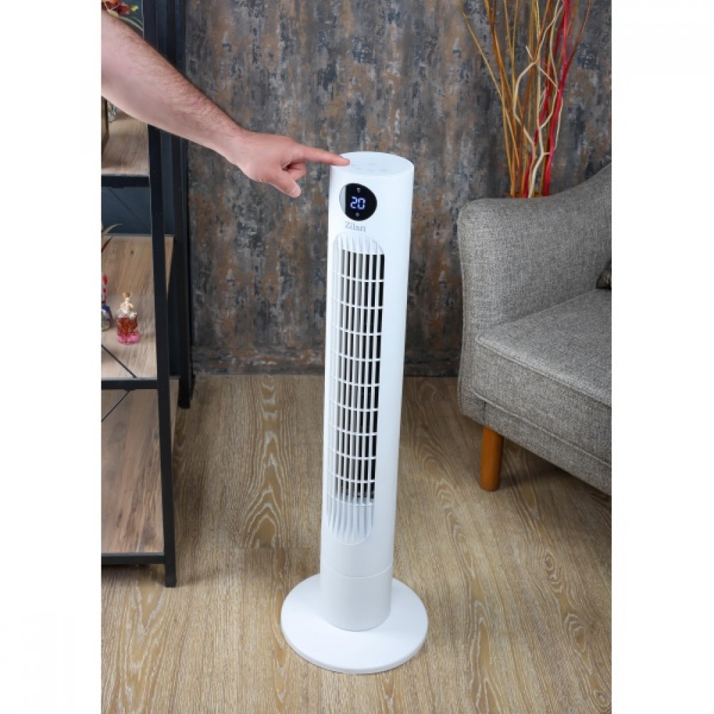 Ventilator turn Zilan, display LED, Timer, 3 trepte de viteza, 3 moduri presetate, 60W