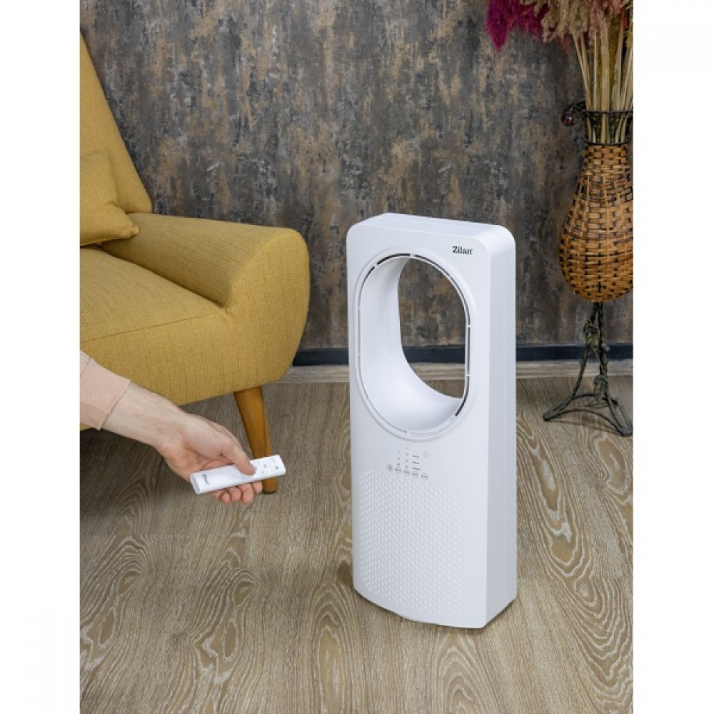Ventilator fara palete Zilan, 50W, Timer, 3 trepte de viteza, 3 moduri presetate