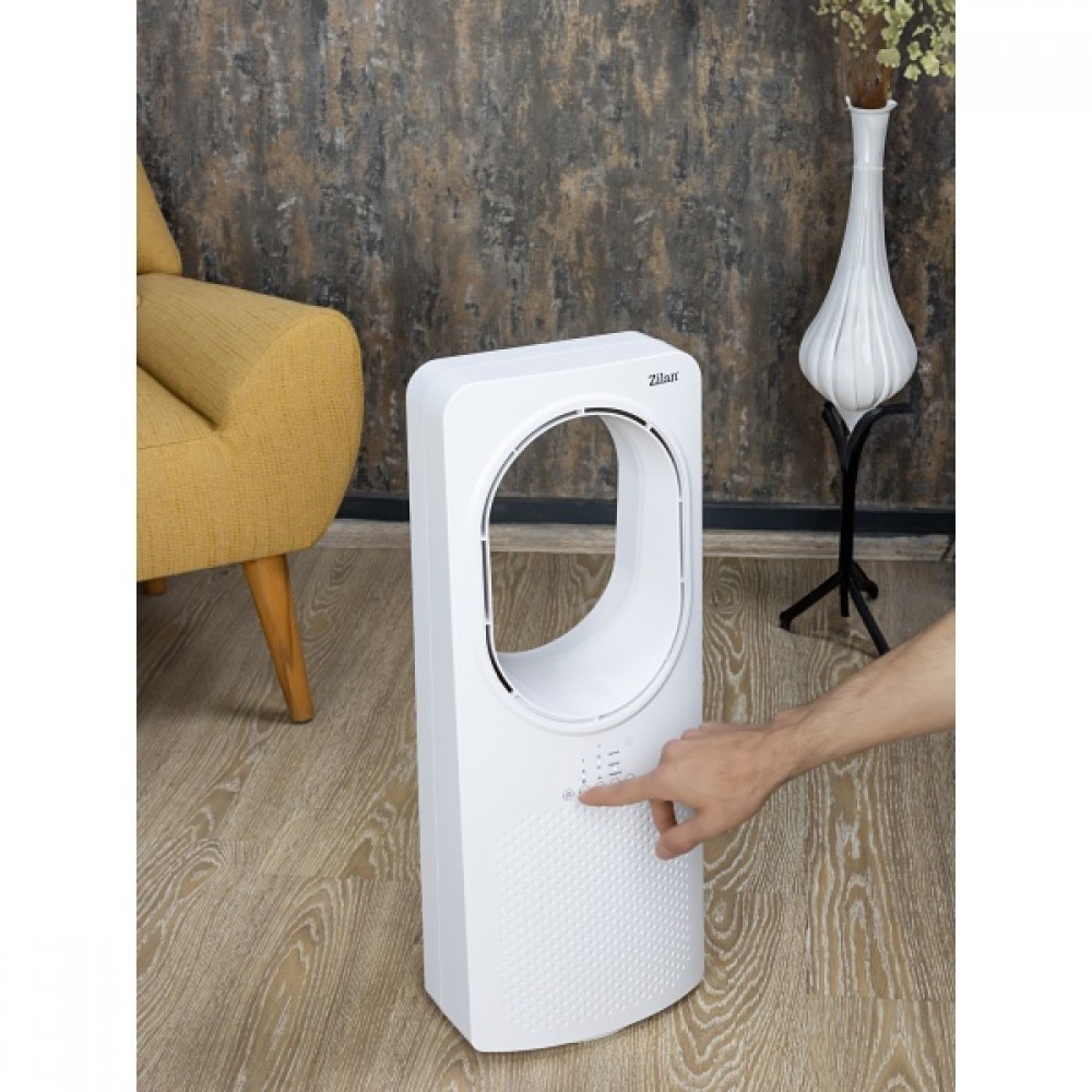 Ventilator fara palete Zilan, 50W, Timer, 3 trepte de viteza, 3 moduri presetate