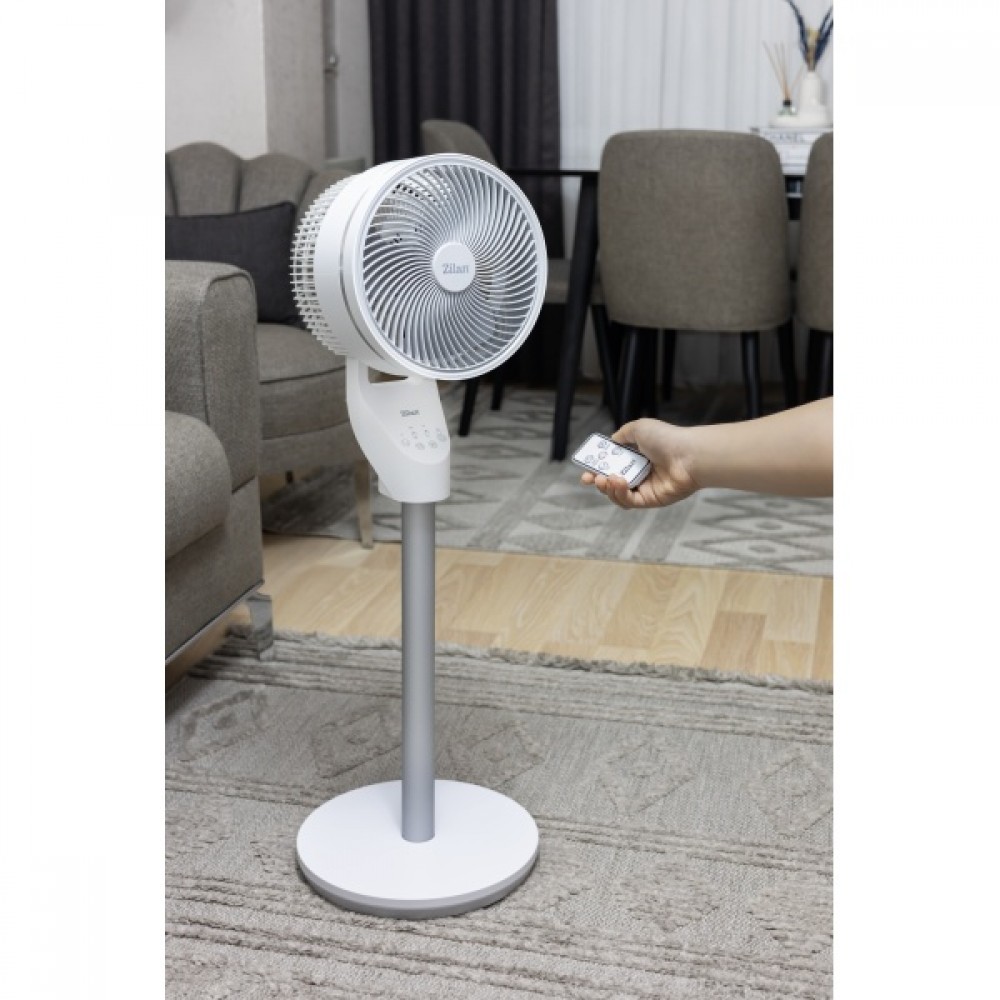 Circulator de aer Zilan, 3 trepte de viteza, 3 moduri presetate, motor AC, Oscilatie, Timer, 60W