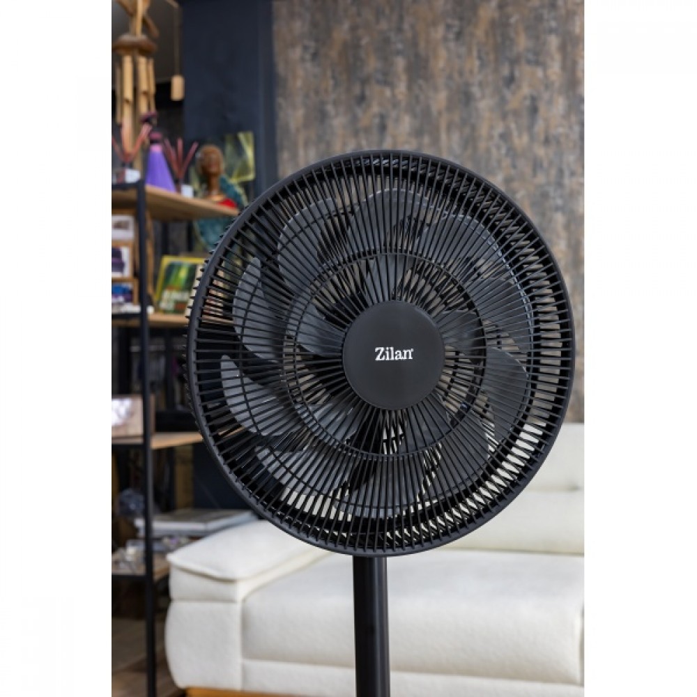Ventilator cu picior Zilan, Inaltime reglabila, Inclinatie reglabila, Grilaj 41 cm, 3 trepte de viteza, Putere 50W