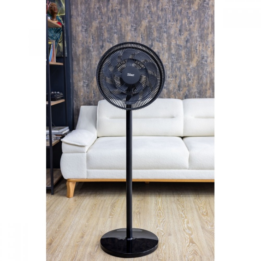Ventilator cu picior Zilan, Inaltime reglabila, Inclinatie reglabila, Grilaj 41 cm, 3 trepte de viteza, Putere 50W