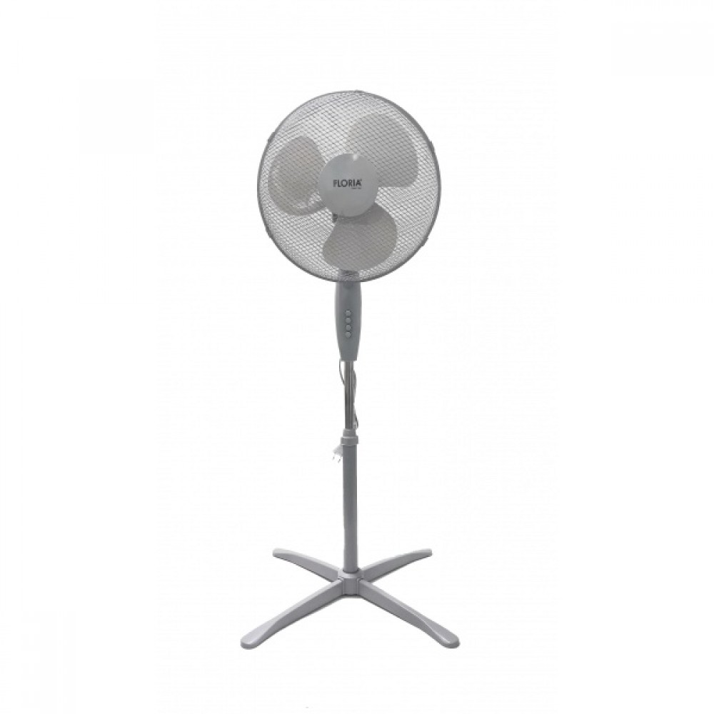 Ventilator cu picior Floria, 3 trepte de viteza, inaltime reglabila, Rotire stanga-dreapta, Unghi inclinare reglabil, 40W