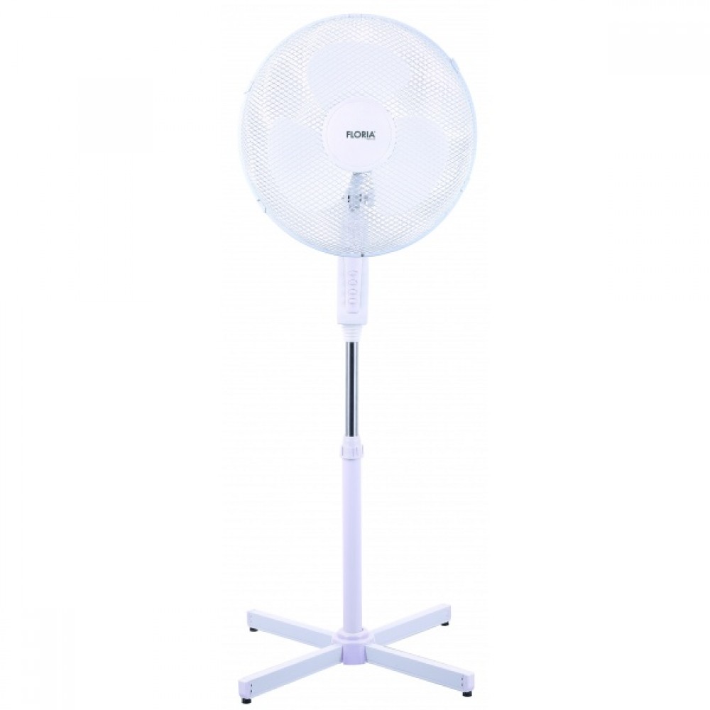 Ventilator cu picior FLORIA, Diametru 40 cm, Putere 40 W, Motor silentios si puternic, Alb