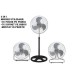 Ventilator cu picior FLORIA ,negru cu gri 3 in 1, Putere 55 W, 3 viteze, diametru 45 cm