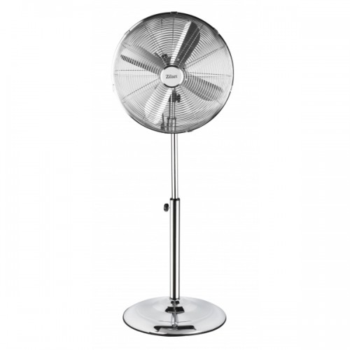 Ventilator inox cu picior ZİLAN, Putere 50 W, cu 3 trepte de viteza, oscilatie automata, debit 6000mc/h, maner pentru transport facil, 4 pozitii de ajustare pe verticala, Inaltime reglabila 88-120 cm