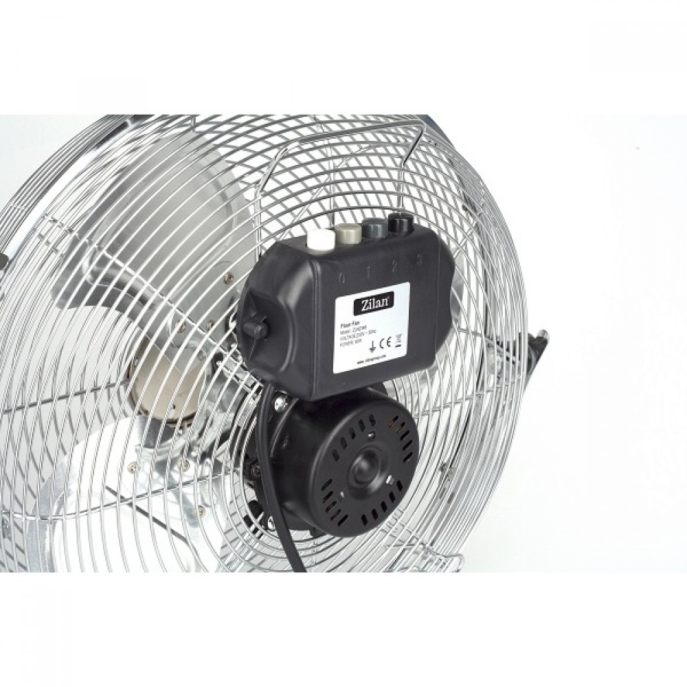 Ventilator inox cu suport Zilan, Putere 50 W, Diametru 36 cm, 3 trepte ventilare, Unghi de inclinare reglabil