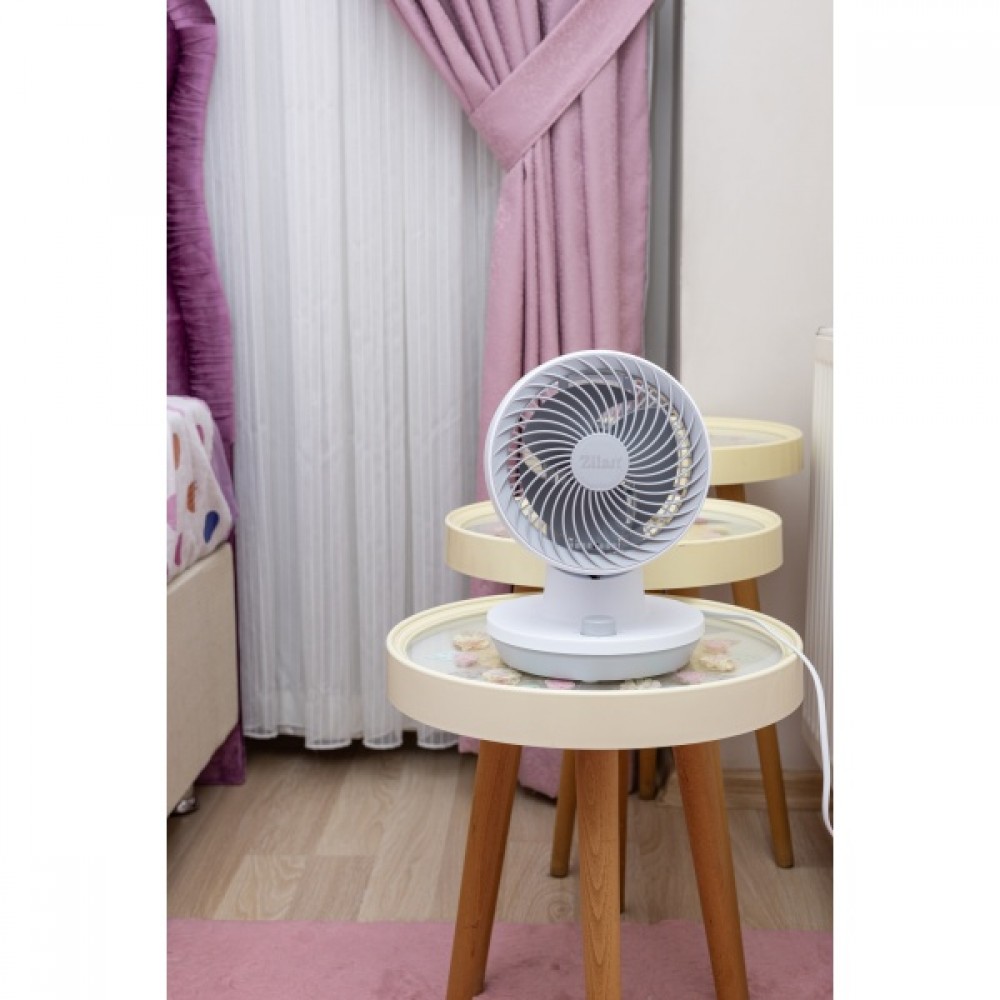 Ventilator de birou Zilan, 3 trepte de viteza, Oscilatie, Putere 45W
