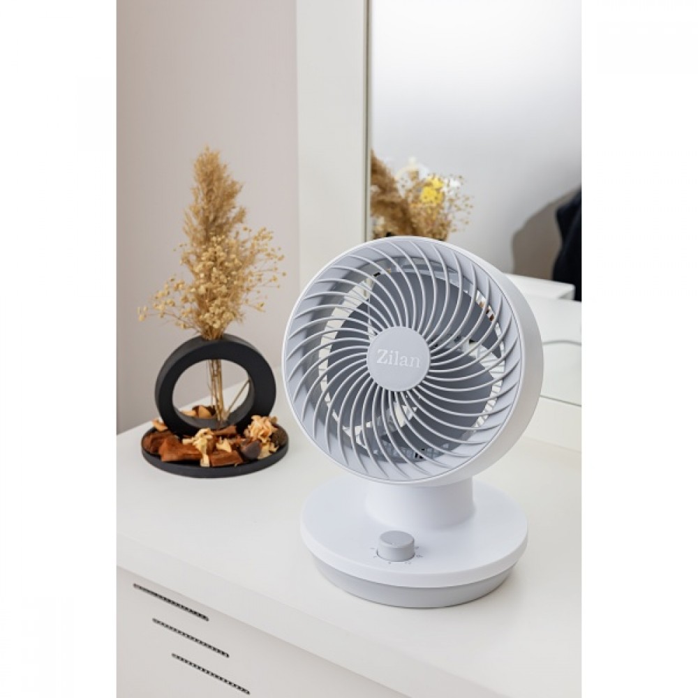 Ventilator de birou Zilan, 3 trepte de viteza, Oscilatie, Putere 45W